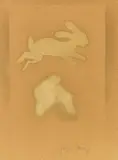 Joseph Beuys, Goldhase, Um 1982, Gold-bronze spray on board