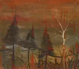 Norbert Schwontkowski, Taiga brennt, 2006, Oil on canvas