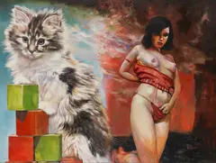 Martin Eder, La Mathematique du slip, 2006, Oil on canvas