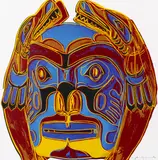 Northwest Coast Mask by Andy Warhol, 1986, Silkscreen in colors, sold Jun 2021