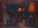 Komposition in Rot by Fritz Winter, 1954, Oil on board, originally laminated on canvas, sold Jun 2021