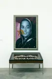 Reena Saini Kallat, Penumbra Passage (Canine Cases), 2-tlg, 2006, Acrylic on canvas. display case with 32 fibergl...