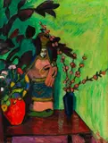 Gabriele Münter, Stillleben mit Madonna, 1911, Oil on cardboard