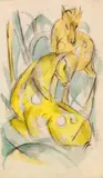 Franz Marc, Zwei gelbe Tiere (Zwei gelbe Rehe), 1912/13, Watercolor and pencil