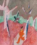 Lyonel Feininger, Der junge Mann aus dem Dorfe / Mill with Red Man, 1917, Oil on canvas