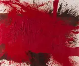 Hermann Nitsch, Bodenschüttbild (38. Malaktion 1996), 1996, Oil and blood on white-primed burlap