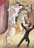Otto Dix, Zirkusszene (Reitakt), 1923/24, Watercolor and ink brush on paper