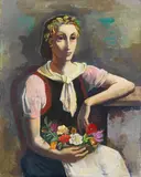 Blumenmädchen (Flower Girl) by Karl Hofer, 1935, Oil on canvas, sold Jun 2021