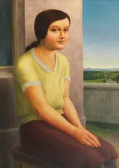 Georg Schrimpf, Sitzendes Mädchen, 1927, Oil on canvas