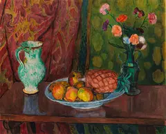 Hans Purrmann, Stillleben mit Früchten und Krug, 1950, Oil on canvas