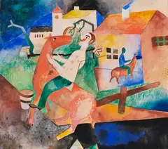 Der Reiter II by Heinrich Campendonk, 1919, Watercolor and gouache on firm paper, originall..., sold Jun 2021