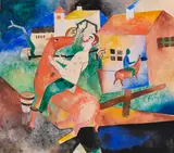 Der Reiter II by Heinrich Campendonk, 1919, Watercolor and gouache on firm paper, originall..., sold Jun 2021