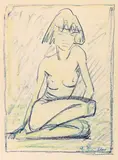 Otto Mueller, Sitzender weiblicher Akt, Um 1925, Colored chalk drawing