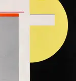 Walter Dexel, Gelbe Halbscheibe mit Weiß und Grau, 1926, Oil on cardboard, on panel