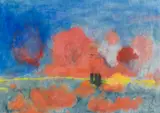 Emil Nolde, Meer mit roten Wolken und dunklen Seglern, Um 1935/1940, Watercolor