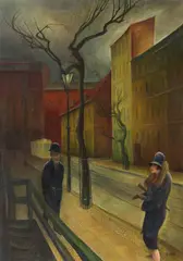 Albert Birkle, Begegnung in der Abenddämmerung, 1926, Oil on firm board,