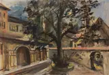 Lovis Corinth, Klostergarten, 1917, Oil over pencil on paper with canvas structure,...
