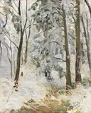 Max Slevogt, Verschneiter Waldweg, 1917, Oil on panel