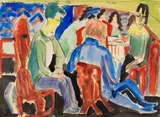 Unterhaltung by Ernst Ludwig Kirchner, 1923, Watercolor and brush drawing over chalk drawing, sold Jun 2021