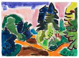 Weg Sträuche Bäume by Karl Schmidt-Rottluff, 1954, Watercolor and gouache, sold Jun 2021