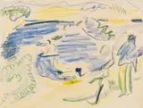 Badende (Badende im Teich) by Ernst Ludwig Kirchner, Um 1909, Colored chalk drawing, sold Jun 2021