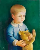 Ilona Singer-Weinberger, Kind mit Teddybär, 1927, Oil on canvas