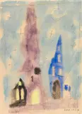 Silbersternbild (Silver Stars) by Lyonel Feininger, 1921, Watercolor and ink brush drawing, sold Jun 2021