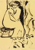 Sitzende in langem Kleid by Ernst Ludwig Kirchner, Um 1910, Brush and India ink drawing, sold Jun 2021