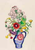 Gabriele Münter, Sommerblumenstrauß mit rotem Mohn und Phlox, Um 1950/1955, Gouache