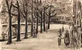 Max Liebermann, Gracht in Amsterdam mit Brücke, Um 1906, Chalk drawing