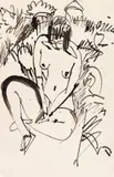Sitzende in Dünen - Fehmarn by Ernst Ludwig Kirchner, 1912, Brush and India ink drawing, sold Jun 2021
