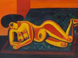 Josef Scharl, Liegender Akt I (Exotic Nude), 1952, Oil on canvas