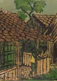 Otto Mueller, Zwei Zigeunerkinder vor der Hütte, 1926/27, Lithograph in colors