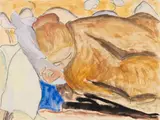 Erich Heckel, Schlafende, 1917, Gouache over pencil