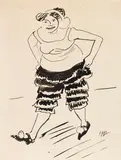 Max Pechstein, Tänzerin in schwarzer Hose, 1910, Brush and India ink drawing
