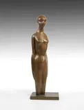 Marg Moll, Stehendes Mädchen, 1951, Bronze with golden brown patina