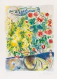 Roses et mimosas by Marc Chagall, 1967, Lithograph in colors by Charles Sorlier after a..., sold Jun 2021