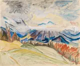 Erich Heckel, Berglandschaft, 1922, Watercolor and gouache over pencil