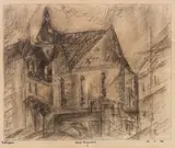 Lyonel Feininger, Kirche von Großbrembach, 1924, Charcoal drawing