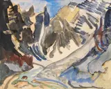 Erich Heckel, Berglandschaft, 1922, Watercolor and gouache over pencil on creme pap...