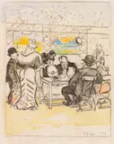 Na ja - n´bißken kleen is mein Mann ja - aba Enerjie hat der wie´n Jroßer by Heinrich Zille, 1903, Watercolor over Chalk drawing, sold Jun 2021
