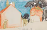Lyonel Feininger, Village, 1909, Colored crayon drawing