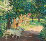 Edward Cucuel, Sommer im Garten der Künstlervilla am Starnberger See, Um 1920, Oil on canvas