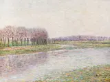 Paul Baum, Flusslandschaft mit Weiden, Wohl 1896, Oil on canvas
