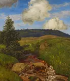 Hans Thoma, Schwarzwaldbach, 1900, Oil on firm board