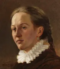 Porträt einer jungen Frau by Wilhelm Trübner, 1869, Oil on canvas, sold Jun 2021
