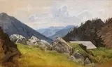 Eduard Schleich d. Ä., Gebirgslandschaft, Um 1845/1860, Oil on paper, laminated on board