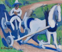 Ernst Ludwig Kirchner, Bauernwagen mit Pferd, 1922/23, Oil on canvas