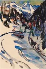 Ernst Ludwig Kirchner, Sertigtal im Winter, Um 1924/25, Watercolor over pencil