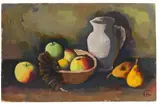 Stillleben mit Krug und Früchten in Schale by Karl Hofer, Um 1934, Oil on canvas, sold Dec 2020